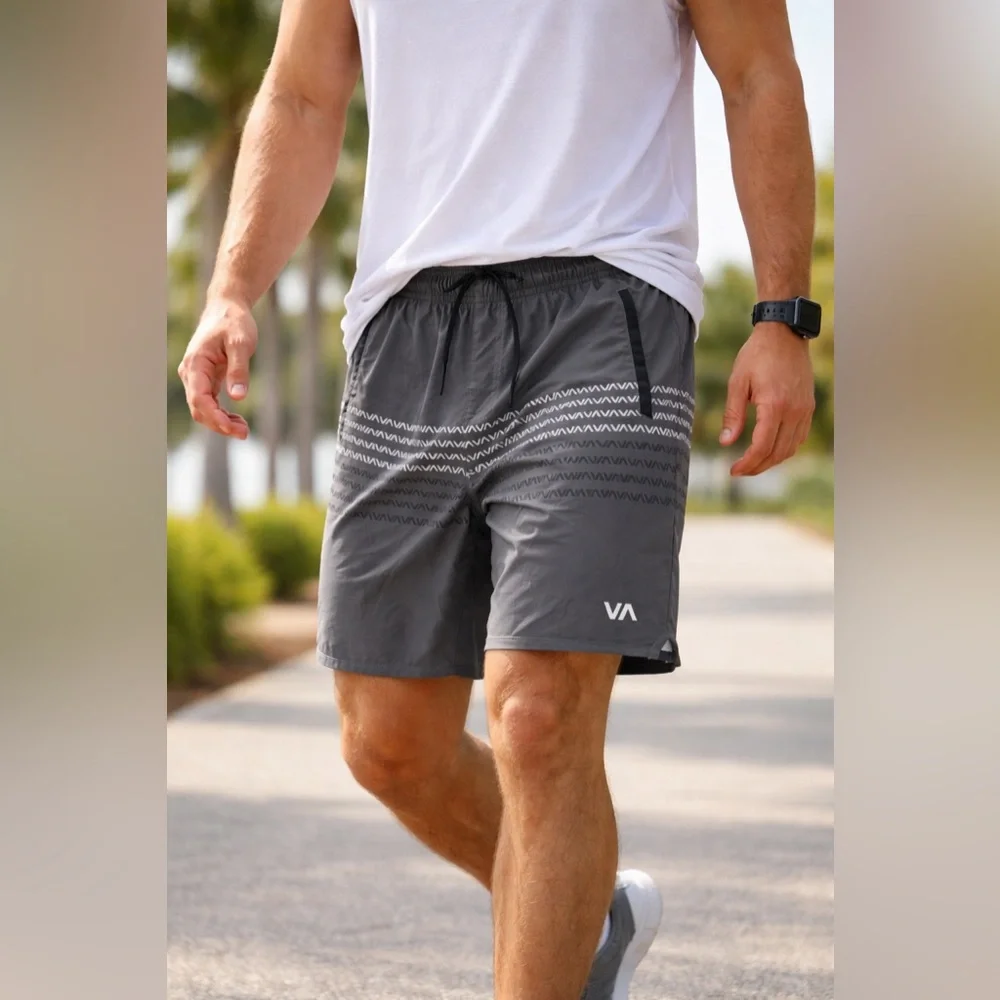 RVCA VA Athletic Shorts Men's Size Large Gray Performance Gym Training